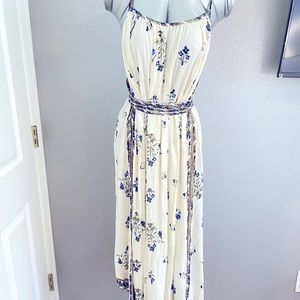 Free people ivory flower print maxi dress, never been worn, new with tags